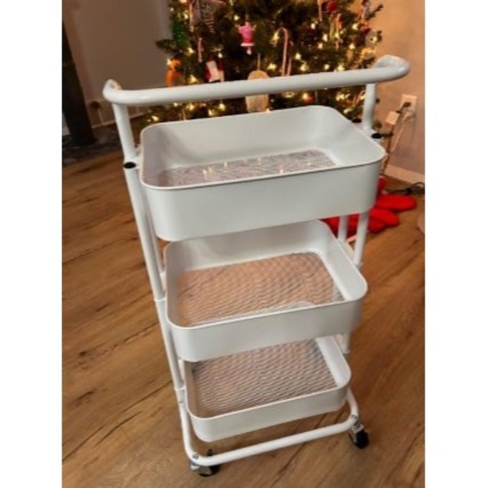 Stylish 3-Tier Rolling Mesh Cart Metal Organization